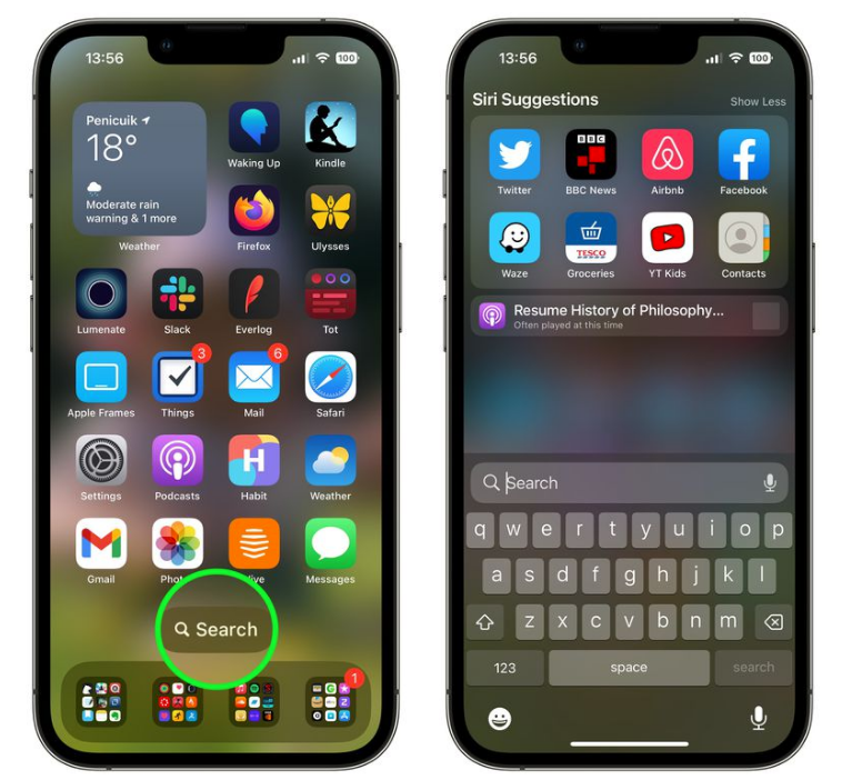 同德苹果手机维修分享升级到 iOS 16 后，如何删除主屏幕上的搜索按钮 