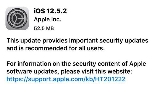 同德苹果手机维修分享iOS12.5.2发布，建议所有老苹果用户安装 